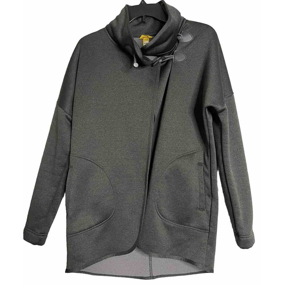 LOLE Fleece Gray Wrap Top Jacket Thumb Hole Pocket Size Small